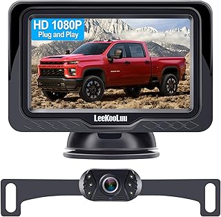 Backup Camera Easy Setup Plug-Play: HD 1080P No-Delay Waterproof - Clear Night Vision Rear View Camera with Monitor for Car Truck SUV - LK3