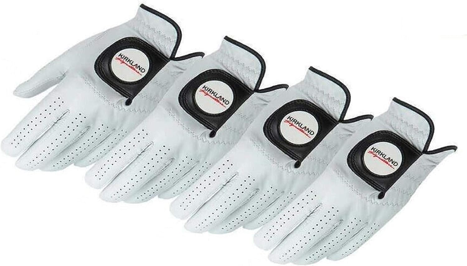 KIRKLAND SIGNATURE Premium Leather Golf Glove for Left Handed - 4-Pack Small