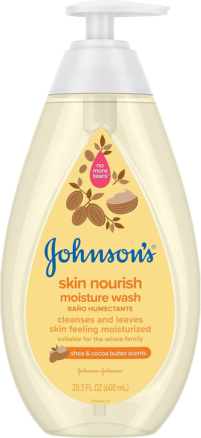 Johnson's Baby Skin Nourishing Moisture Baby Body Wash with Shea & Cocoa Butter, Hypoallergenic & Tear Free Baby Bath Wash, Paraben-, Dye-, Sulfate & Phthalate-Free, 20.3 fl. oz