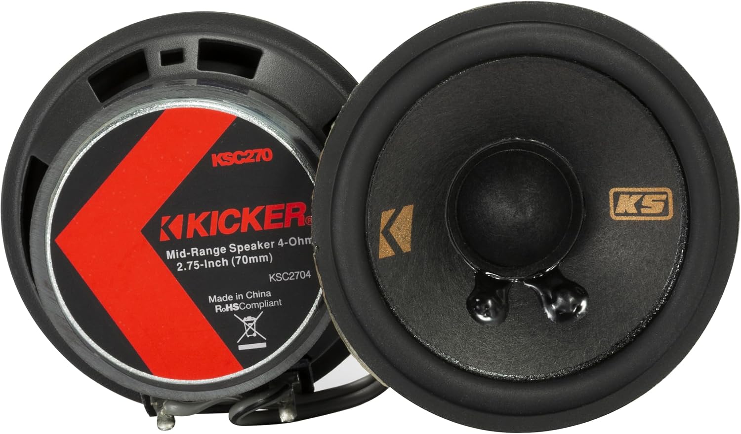 KICKER 51KSC2704 KS-Series 2.75" Midrange Speakers, 4-Ohm, Pair