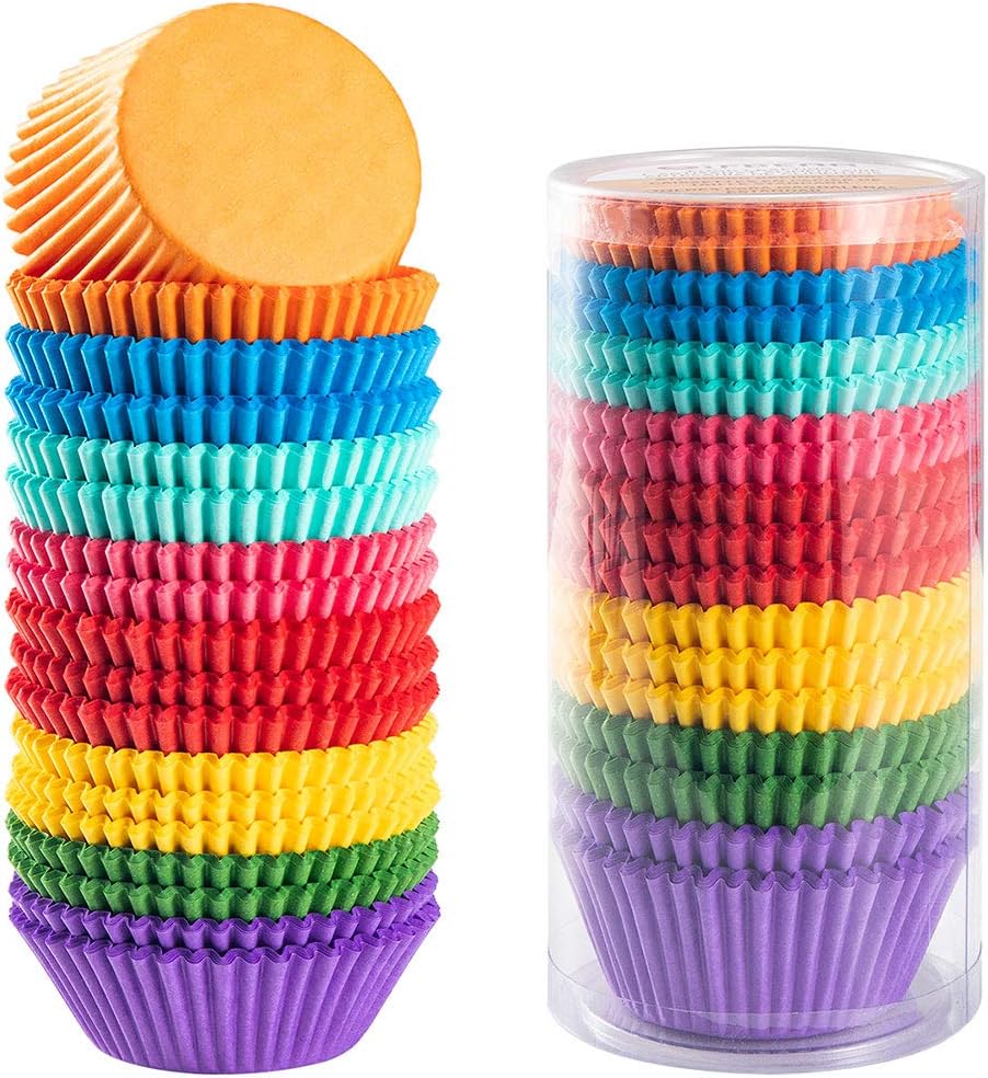 Gifbera Colourful Cupcake Cases 400pcs Muffin Cases for Baking Paper Cup Cake Cases for Baking Cups Bun Cases Greaseproof Cupcake Cups, 8 Colors, for Birthdays, Parties, Weddings Decorations