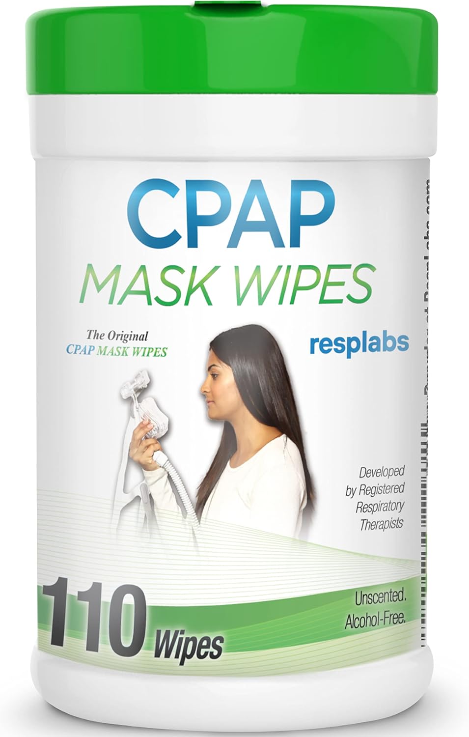 resplabs CPAP Mask Wipes - Unscented CPAP Mask Cleaner for Daily Use - Safe for All CPAP Masks, Nasal Masks, and Nasal Pillow Masks - 110 Wipes, 3-Month Supply