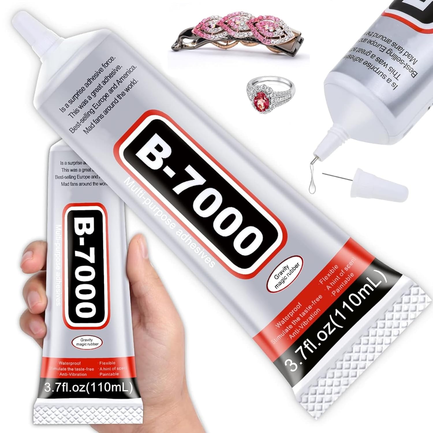 B7000 Super Glue,110ML Glue Multi Functional Glue Transparent Paste Adhesive Multi-Function Repair Glues Suitable for Phone Jewelry Glass Wood Metal Fabric (110ML-1pcs)