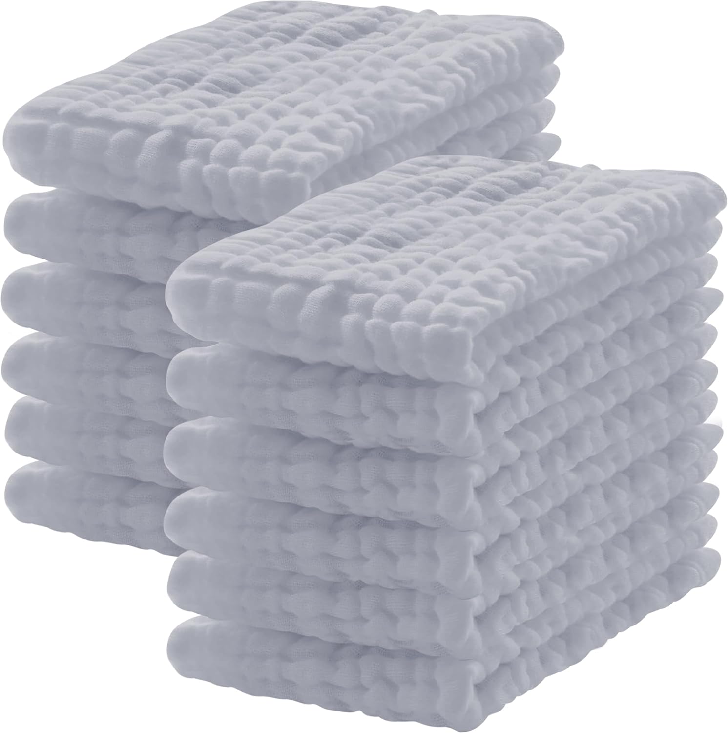 12 Pack Muslin Burp Cloths 100% Cotton Muslin Cloths Large 20''x10'' Extra Soft and Absorbent Baby Burping Cloth - Slate