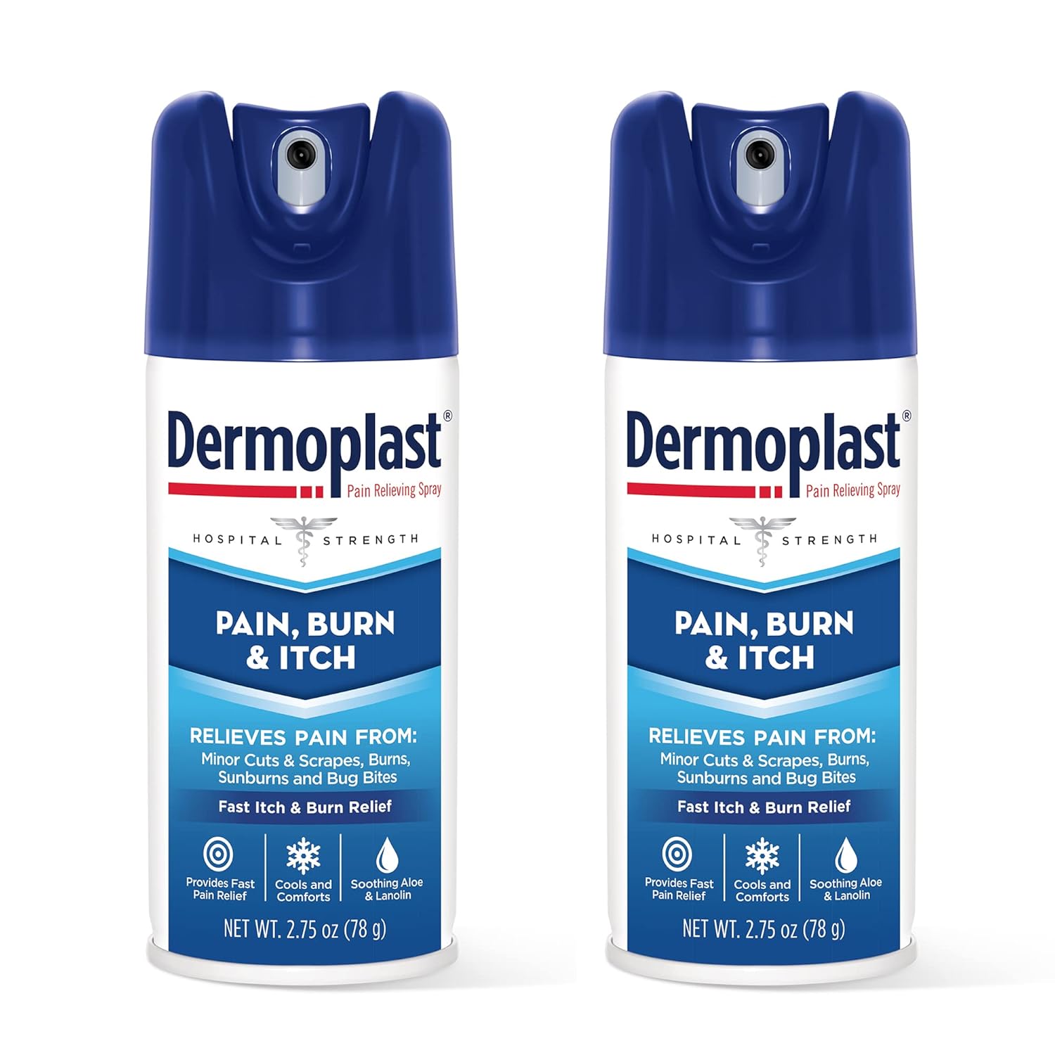 Dermoplast Pain, Burn & Itch Spray, Pain Relief Spray for Minor Cuts, Burns and Bug Bites, 2.75 oz (Pack of 2)
