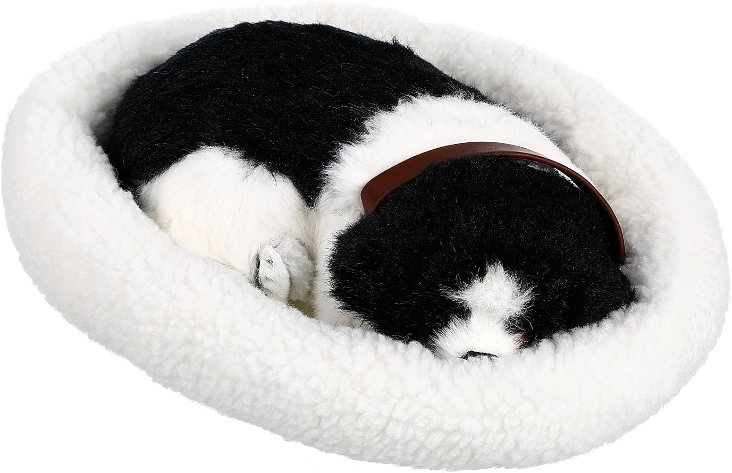 Luxshiny Sleeping Dog Toy Breathing Dog Plush Stuffed Animal Realistic Fluffy Sleeping Puppy Animal with Sound for Birthday