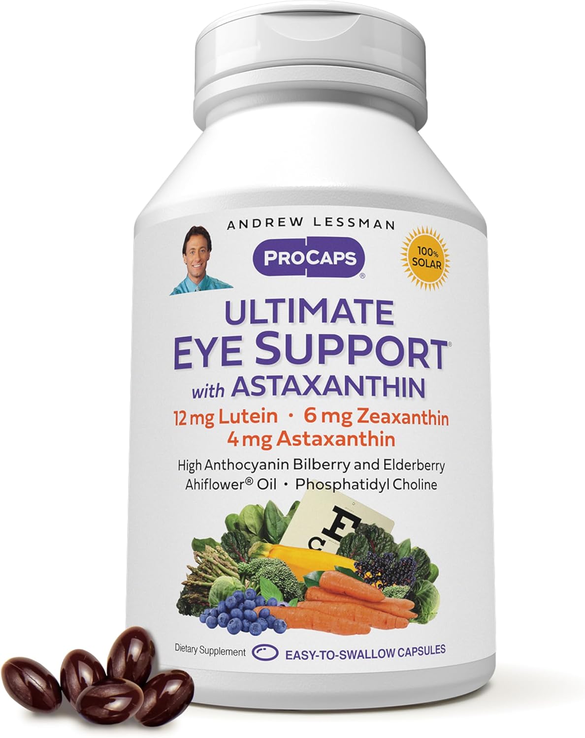 ANDREW LESSMAN Ultimate Eye Support with Astaxanthin 30 Softgels - 12mg Lutein, 6mg Zeaxanthin, 4mg Astaxanthin, Bilberry. Key Nutrients to Support Eye Health, Promote Healthy Vision. No Additives