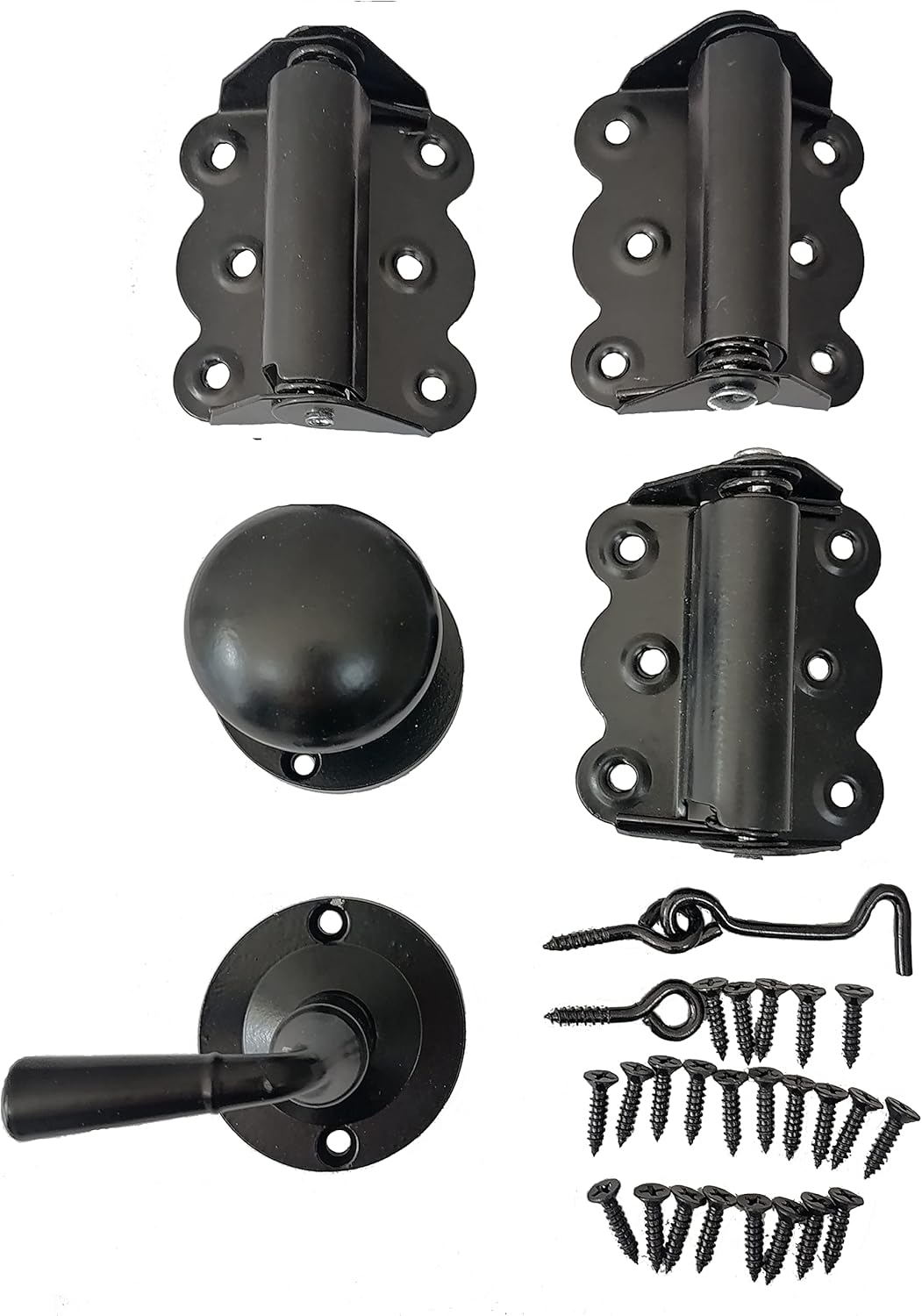 Screen Door Hardware Kit with Self-Closing Hinges Black