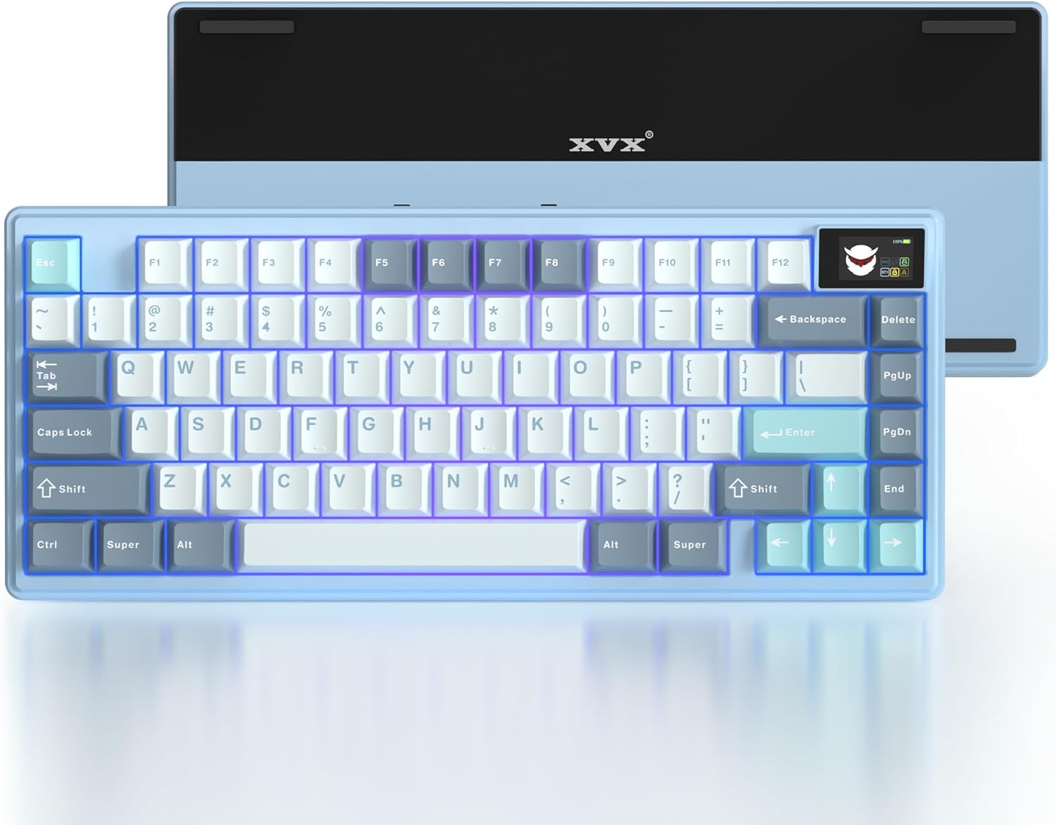 HITIME XVX K75 Pro 75% Gaming Keyboard,Aluminum Wireless Mechanical Keyboard with Display,BT/2.4G/Wired Hot Swap Pre-lubed Creamy Keyboard,TKL Gasket Mounted RGB Custom Keyboard for Mac/Win,Blue