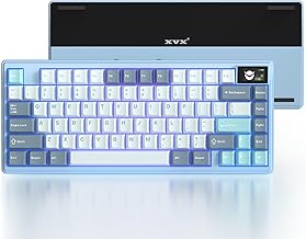 HITIME XVX K75 Pro 75% Gaming Keyboard,Aluminum Wireless Mechanical Keyboard with Display,BT/2.4G/Wired Hot Swap Pre-lubed Creamy Keyboard,TKL Gasket Mounted RGB Custom Keyboard for Mac/Win,Blue