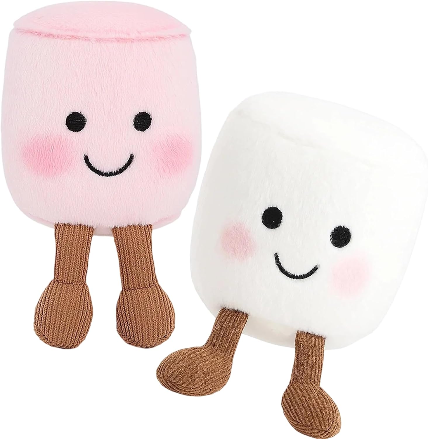 2pcs Plush Stuffed Animals For Kids, Marshmallow Soft Toys, Marshmallow Soft Toy, Plush Keychain Dolls, Cute Smiley Face Design, Ideal For Room Decor, Birthday Gifts And Travel Companions
