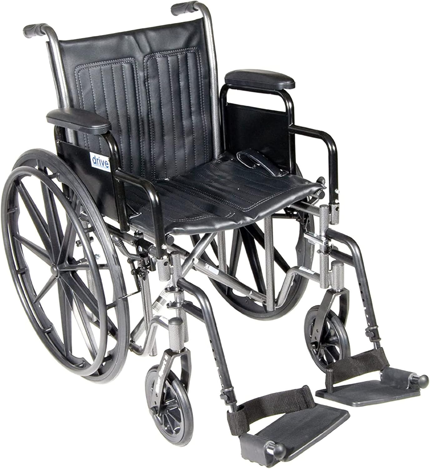 Drive Medical SSP220DDA-SF Silver Sport 2 Lightweight Folding Wheelchair, Black