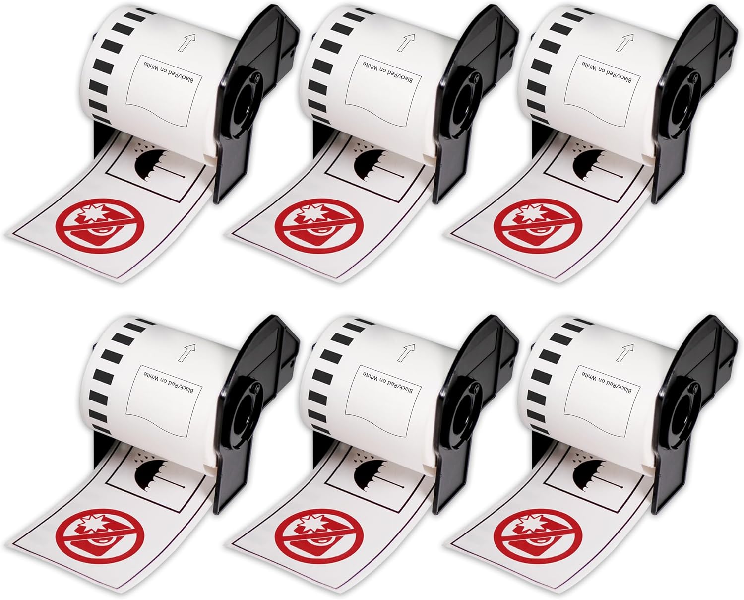 BETCKEY - Black/Red on White Continuous Labels Replace for Brother DK-2251 (2-3/7" x 50'), Use with Brother QL-800, QL-810W, QL-820NWB Printers [6 Rolls]