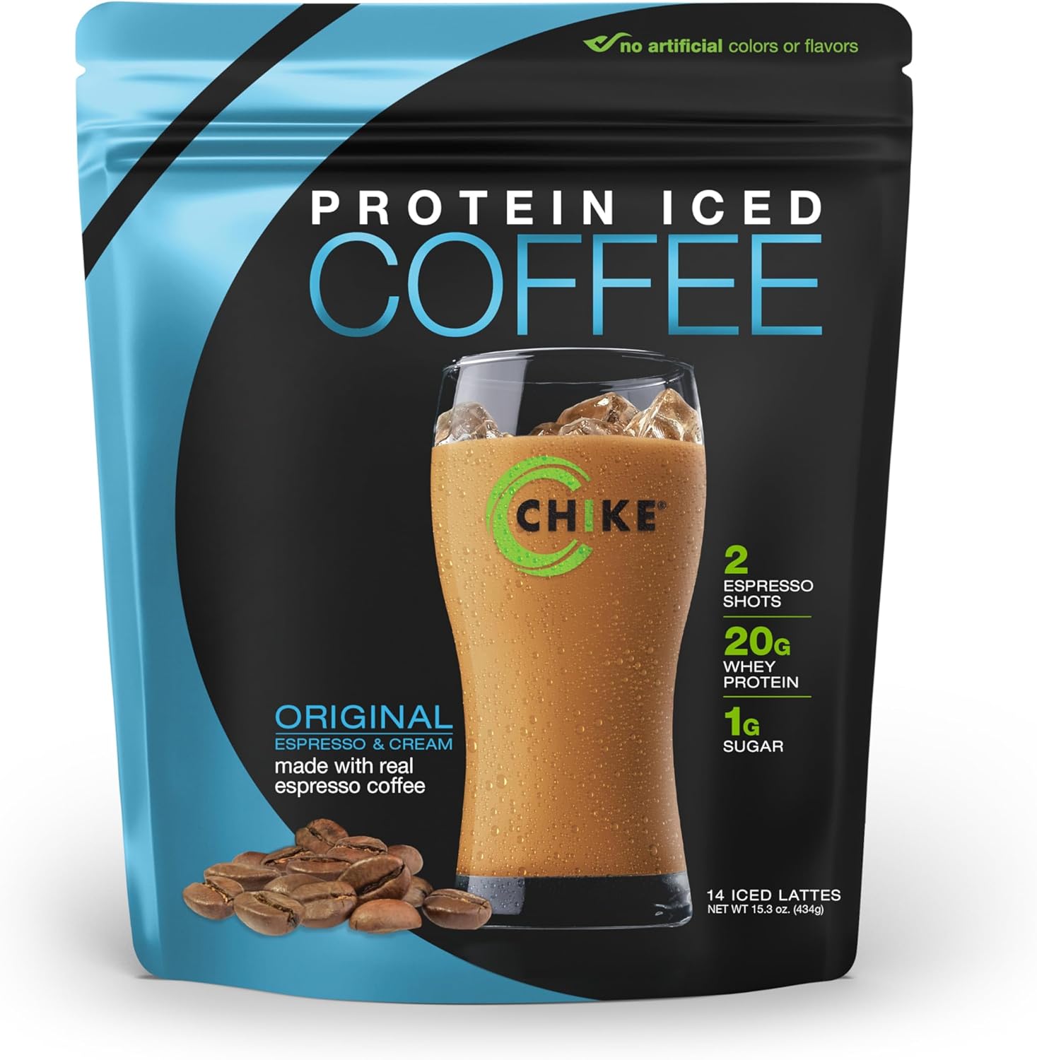 Chike Original High Protein Iced Coffee, 20 G Protein, 2 Shots Espresso, 1 G Sugar, Keto Friendly and Gluten Free, 14 Servings (15.3 Ounce)