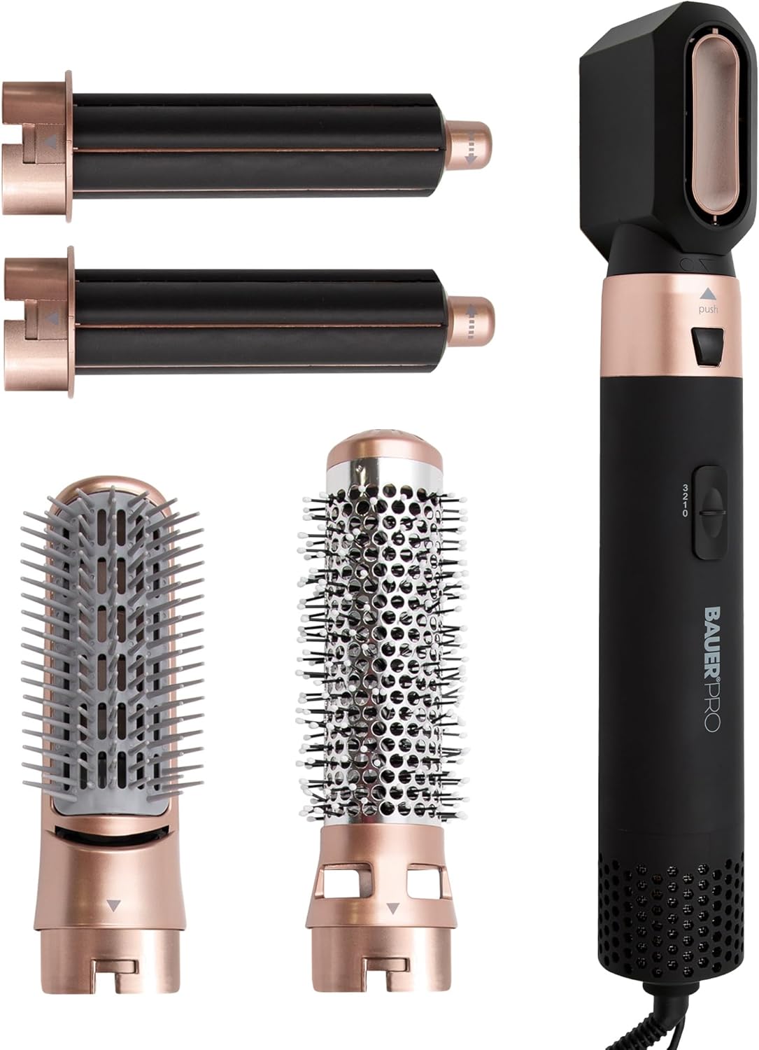 Bauer Professional 5-in-1 Hot Air Styler/Hair Dryer Brush to Curl, Straighten, Volumise, Smooth & Dry / 3 Heat Settings/Multi-Functional Hair Styling Tool 38879