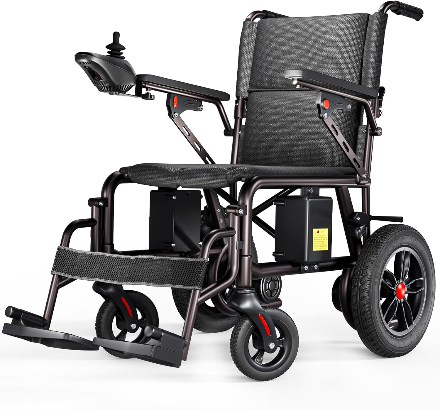 Electric Wheelchair for Adults - 15 Miles Long Travel Range, Lightweight Folding, Motorized Power Chair for Indoor/Outdoor Mobility - Compact Size - Black