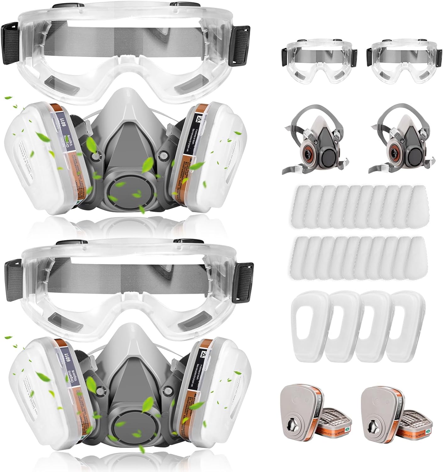 Respirator Mask, Reusable Face Respirators with Filters, Gas Masks Against Chemicals/Organic Vapor/Formaldehyde