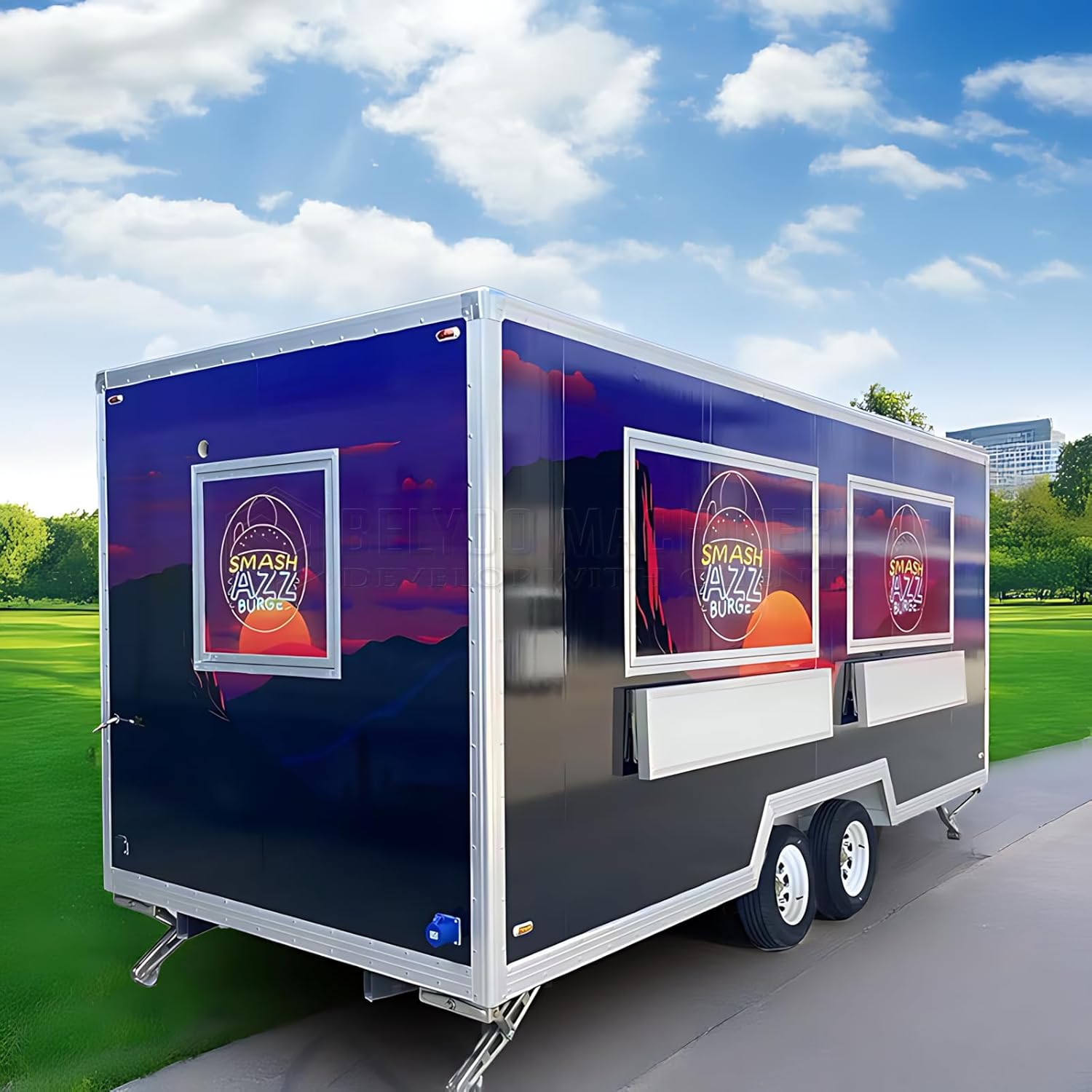 16.5ft Fully Equipped Food Trailer Truck with Commercial Refrigeration - Heavy Duty Mobile Food Trailer for Restaurant Startup Includes Stainless Steel Workstation