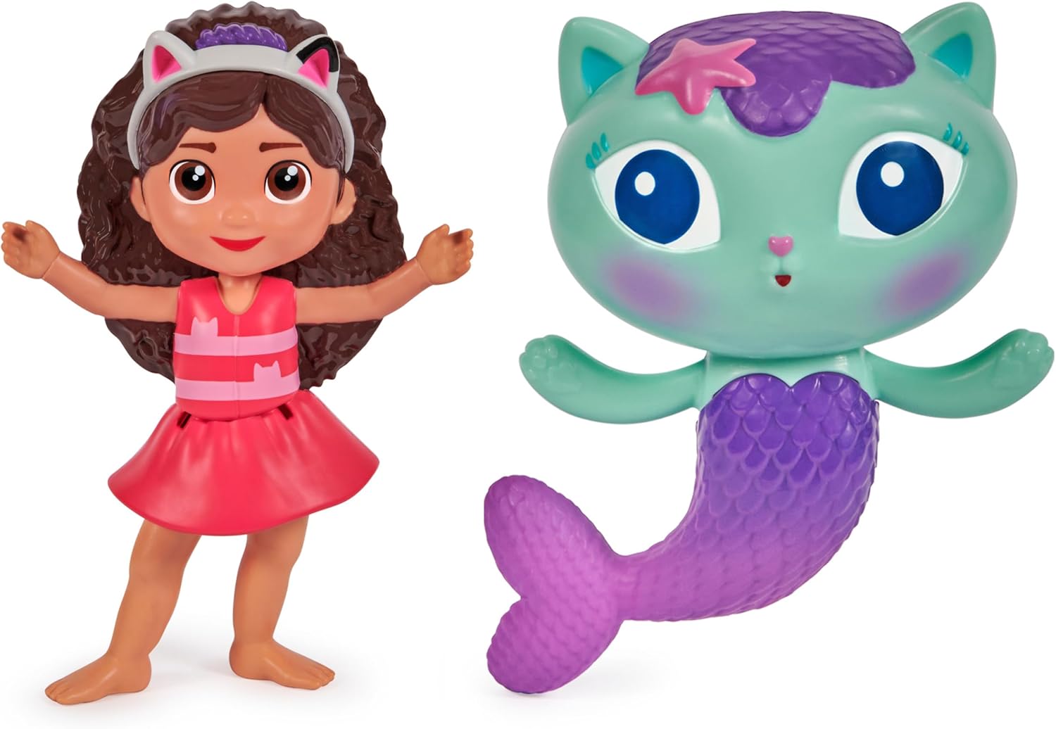 SwimWays Gabby’s Dollhouse Floatin' Figures, Swimming Pool Accessories & Kids Pool Toys, Party Supplies & Water Toys for Kids Aged 3 & Up, Gabby & Mercat 2-Pack