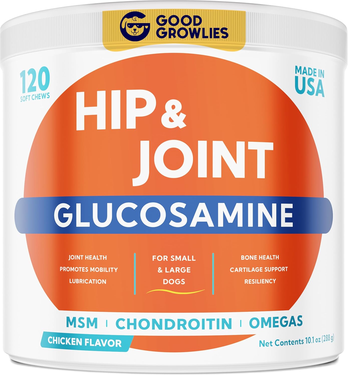 Mobility Glucosamine Treats for Dogs - Advanced Hip & Joint Supplement w/Omega-3, Chondroitin, MSM - Made in USA - Joint Pain Relief - Hip & Joint Care - 120ct