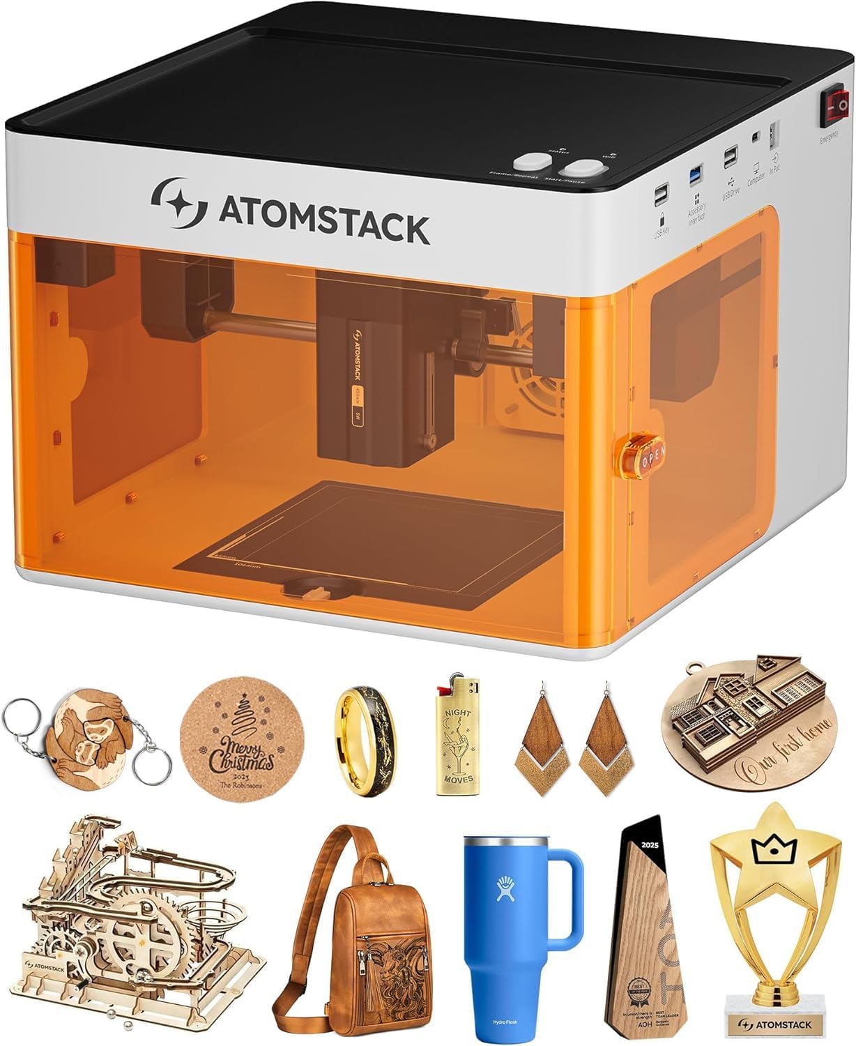 ATOMSTACK P1 5W Laser Engraver, Laser Cutter, Unibody Laser Engraving Machine, 10000 mm/min, 5000mW Diode for Beginners DIY, Wood, Leather, Acrylic, Metal, Portable, Single Laser, Class 1 Safe