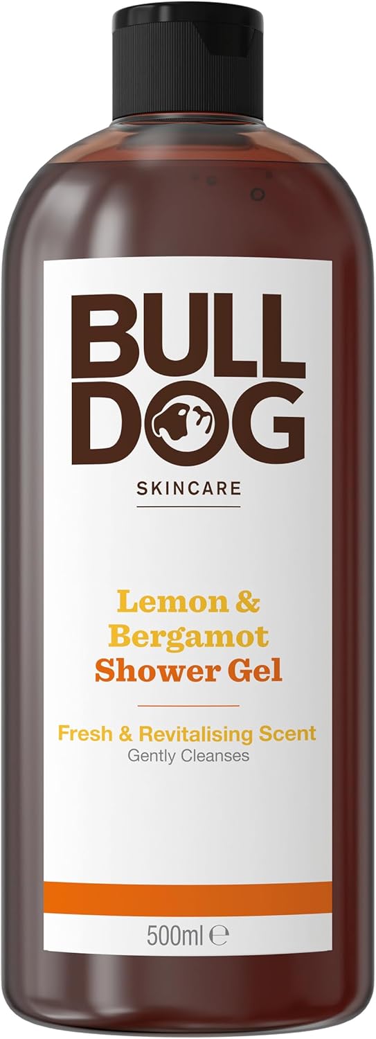 Bulldog Skincare Lemon & Bergamot Shower Gel for Men, Natural, Refreshing Men's Shower Gel, 500 ml
