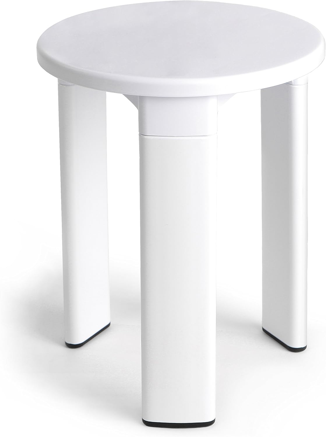 TATAY Round stool, with three legs, made of resistant plastic, easy to clean. White colour, glossy finish