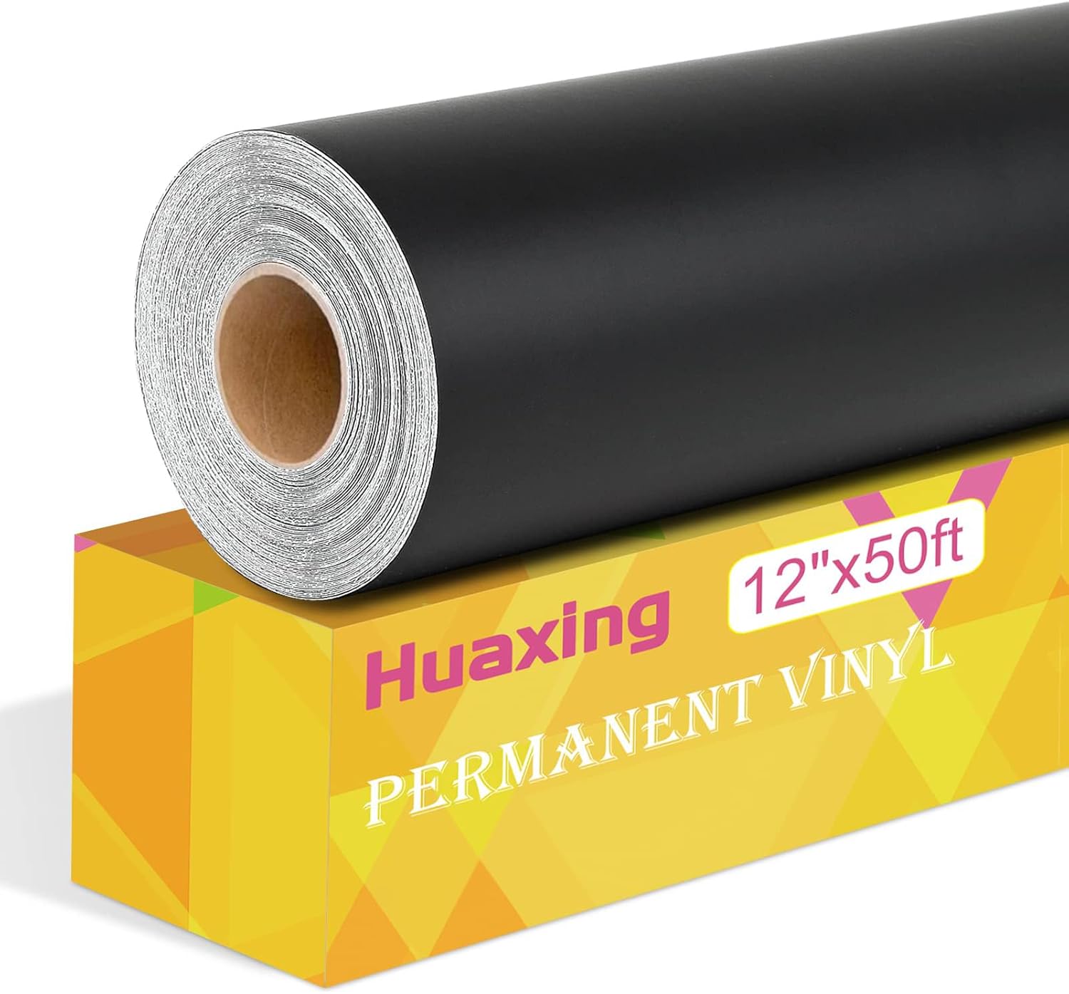 Matte Black Permanent Vinyl, 12" x 50FT Permanent Adhesive Vinyl Roll for All Cutting Machines, Signs, Craft Die Cutters