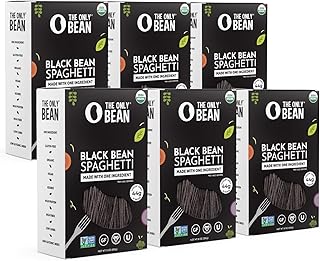 The Only Bean - Organic Black Bean Spaghetti Pasta - High Protein, Keto Friendly, Gluten-Free, Vegan, Non-GMO, Kosher, Low Carb, Plant-Based Bean Noodles - 8 oz (6 Pack)