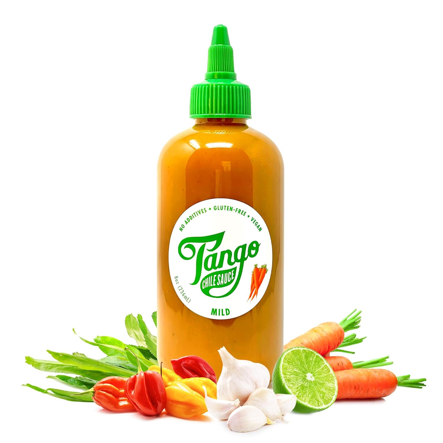 MILD TANGO - Original Carrot Hot Sauce - Naturally Sweet and Tangy Habanero & Scotch Bonnet Pepper Sauce with Lime, Garlic - Traditional Honduran Family Recipe - Vegan, Gluten Free