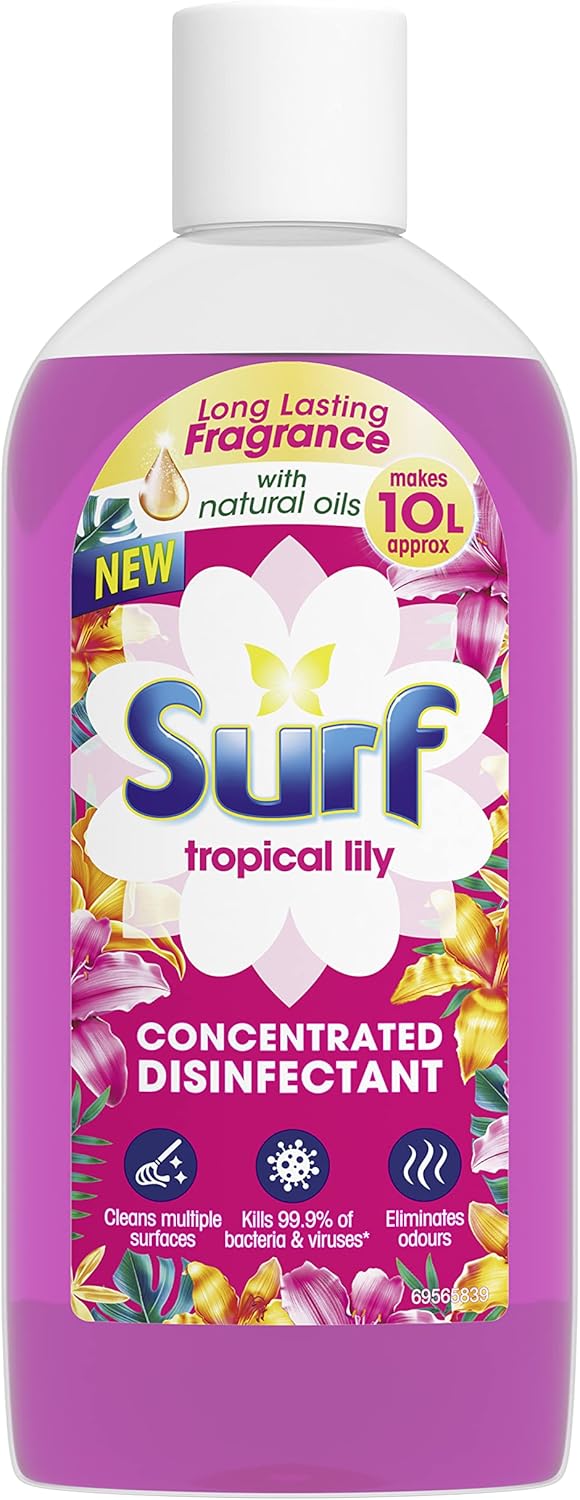 Surf Tropical Lily Concentrated Disinfectant eliminates 99.9% of germs multi-purpose cleaner for sparkling clean surfaces 240 ml
