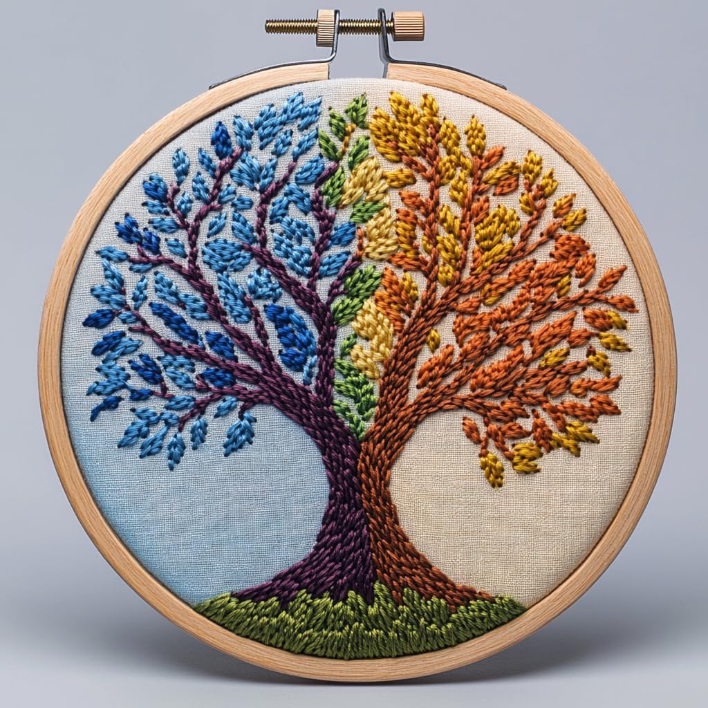 Punch Needle Kit for Beginners, Needle Punch Kits for Adults, Punch Stitching Kit for Adults, Fantasy Tree Embroidery Set for Crafts & Decorations