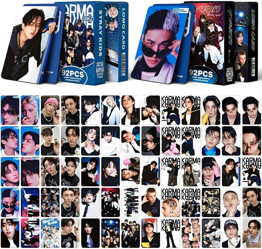 Stray-K Photocards,2 Pack/184 PCS Stray-K Lomo Cards SK New Album Postcards Card Set Lomo Birthday Gift for Boys Girls Fans - Each Box Contains 60 Cards and 32 Stickers - H