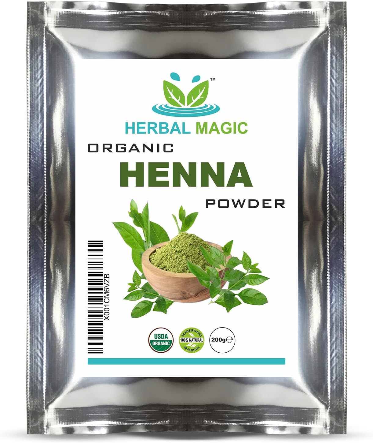 Herbal Magic's Organic Henna Powder for Hair, USDA,Triple Sifted, Herbal Hair Mask, Natural Hair Dye Colour, Body Art Quality, Chemical Free Hair Coloring Free from Fillers & Preservatives-200g