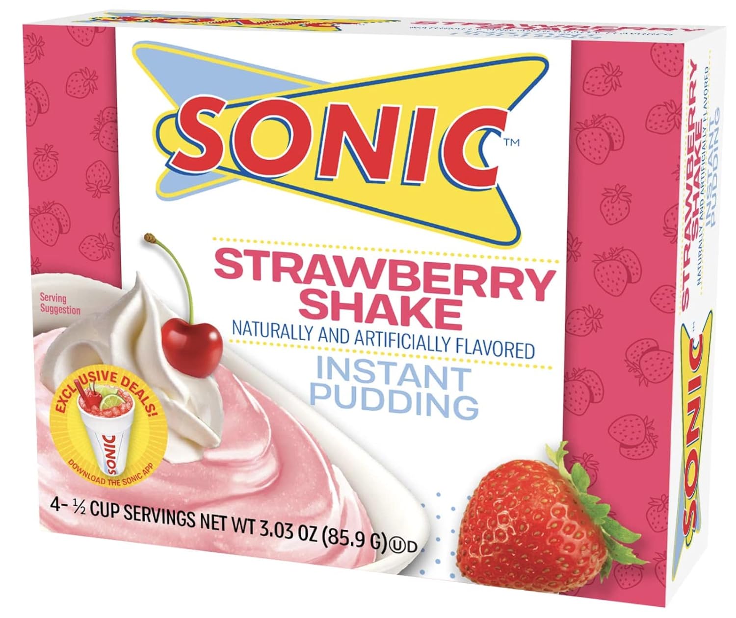 Sonic Instant Pudding, Strawberry Shake, 3.03 OZ (Pack of 6)