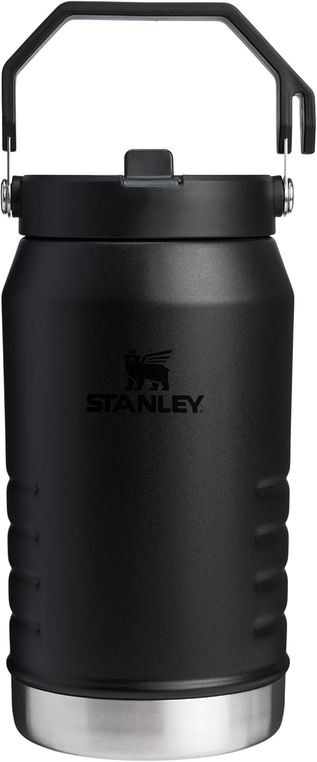 Stanley IceFlow Flip Straw 2.0 Jug 1.90L - 20 Hours Cold - 4 Days Iced - Leakproof - Stainless Steel Water Bottle with Straw - BPA Free - Dishwasher Safe - Gym Bottle - Black