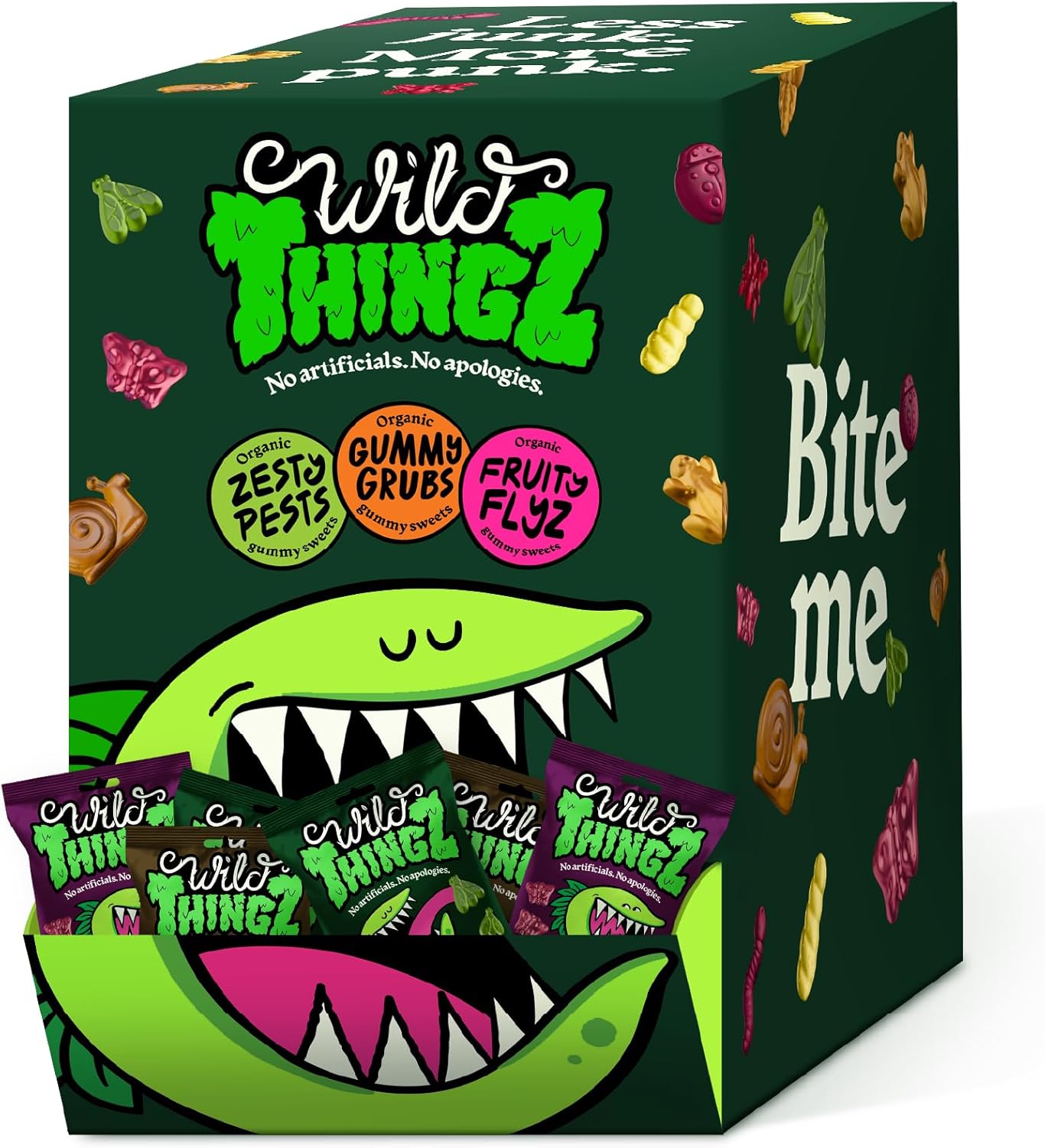 Wild Thingz Mixed Flavour Organic & Low Sugar Natural Gummy Sweets, Vegan & Gluten Free Party Box - Perfect for Lunchboxes, Party Bags, Offices or as Gifts 25 g (Pack of 24)