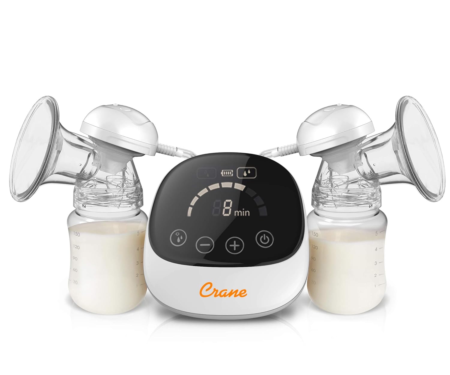 Crane Double Electric Cordless Rechargeable Breast Pump, Portable, Closed System, Overflow Protection