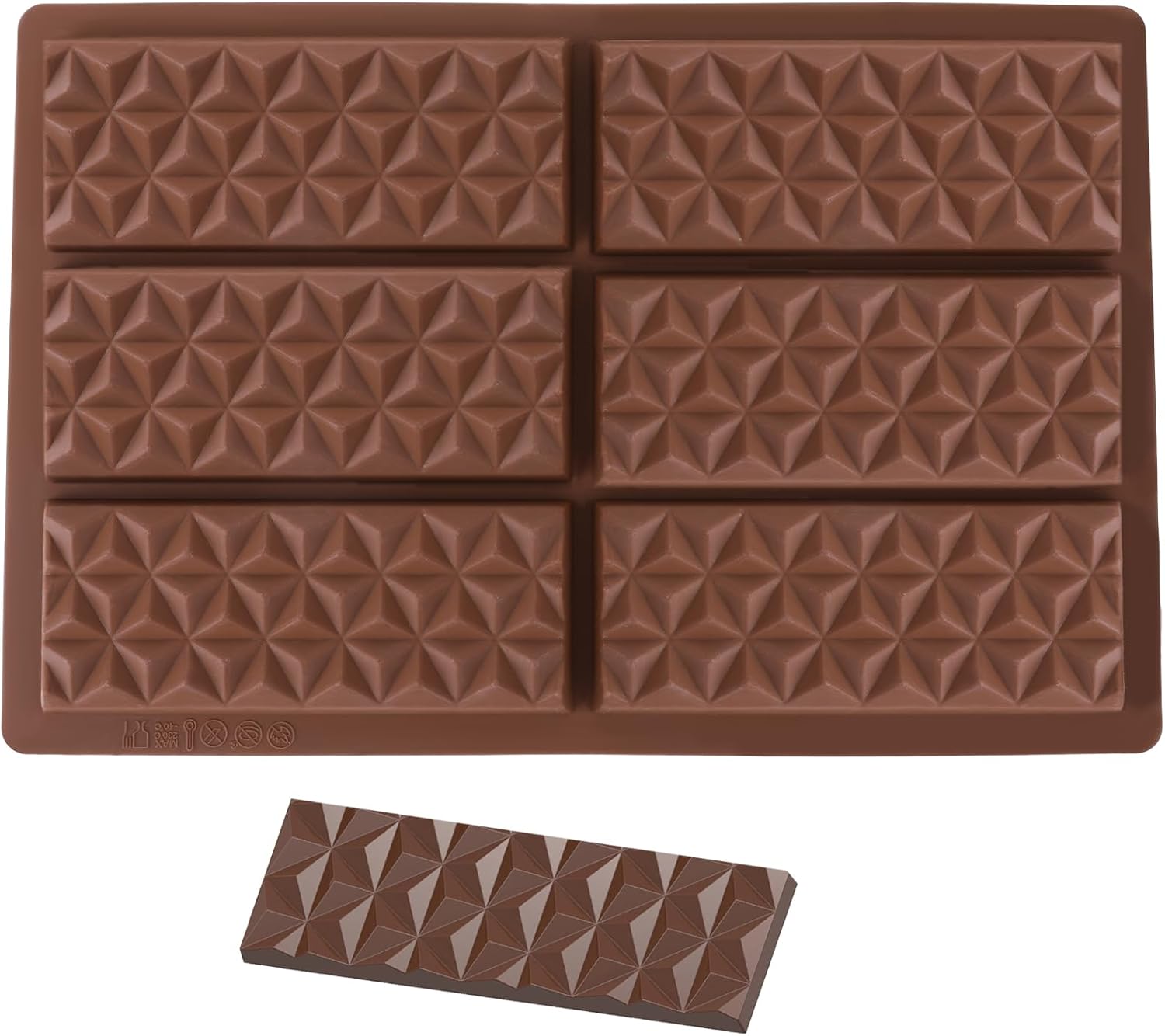 1 Pcs Break Apart Chocolate Moulds Silicone Food Grade Non Stick Candy Bar Moulds Large Silicone Rectangle Shapes Baking Models for Make Delicious Chocolate Wickless Wax Melts