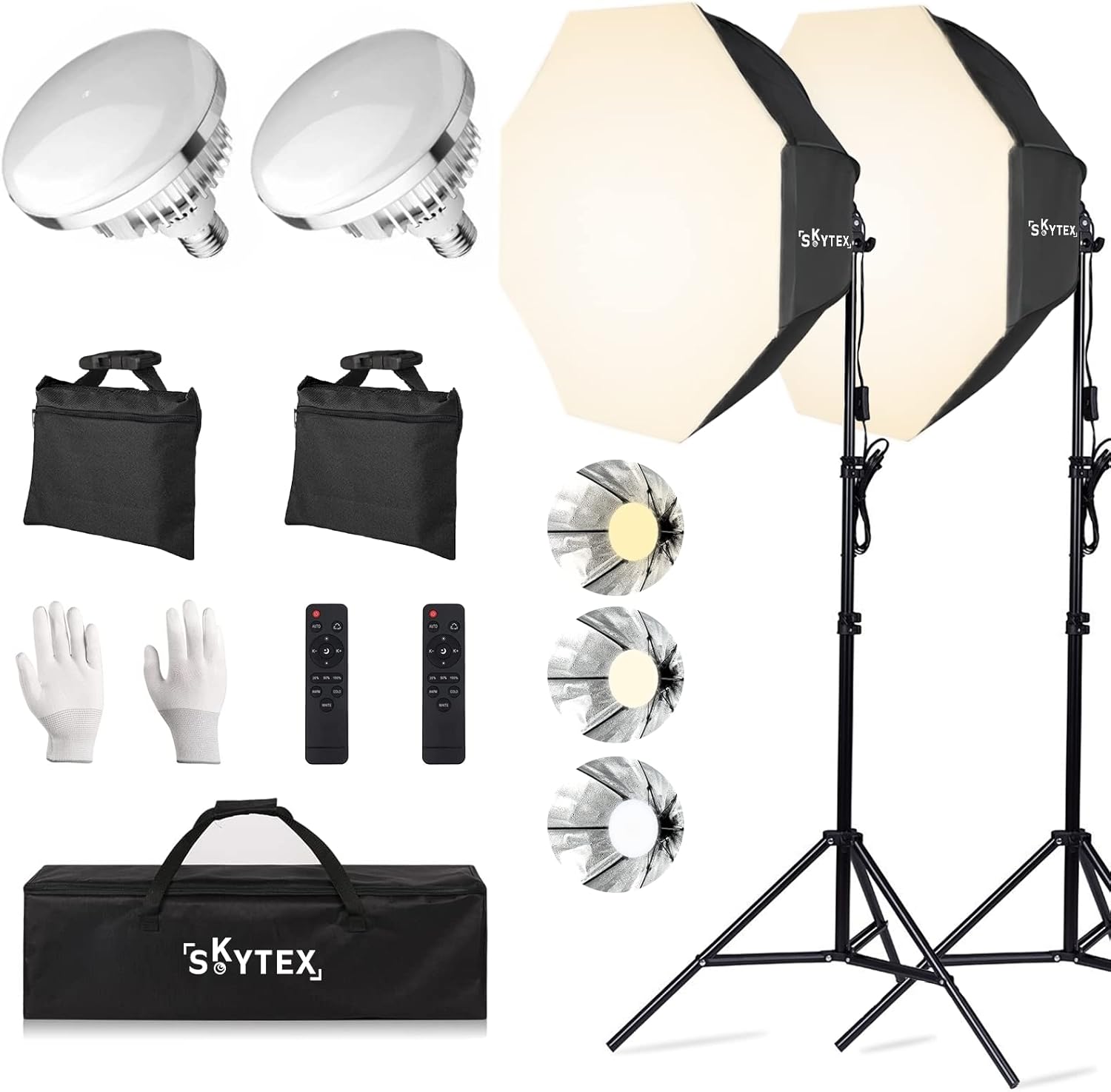Skytex Octa Softbox Lighting Kit(2pack), Skytex 20x28in Octa Soft Box|135W 2700-6400K E27 LED Bulb Continuous Photography Lighting, Photo Studio Lights Equipment for Camera Shooting, Video Recording