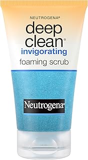 Neutrogena Deep Clean Invigorating Foaming Facial Scrub with Glycerin, Cooling & Exfoliating Gel Face Wash to Remove Dirt, Oil & Makeup, 4.2 fl. oz