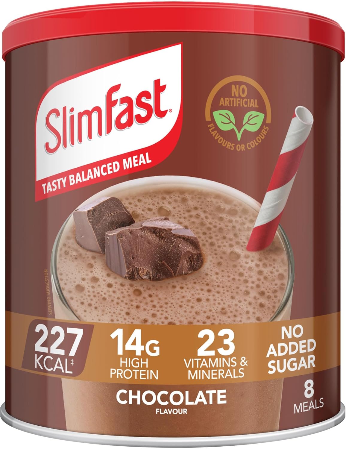 SlimFast Meal Replacement Shake for Weight Loss & Balanced Diet, Vitamins and Minerals, Low Calorie, High Protein, Chocolate Flavour, 8 servings, 300 g, Packaging May Vary