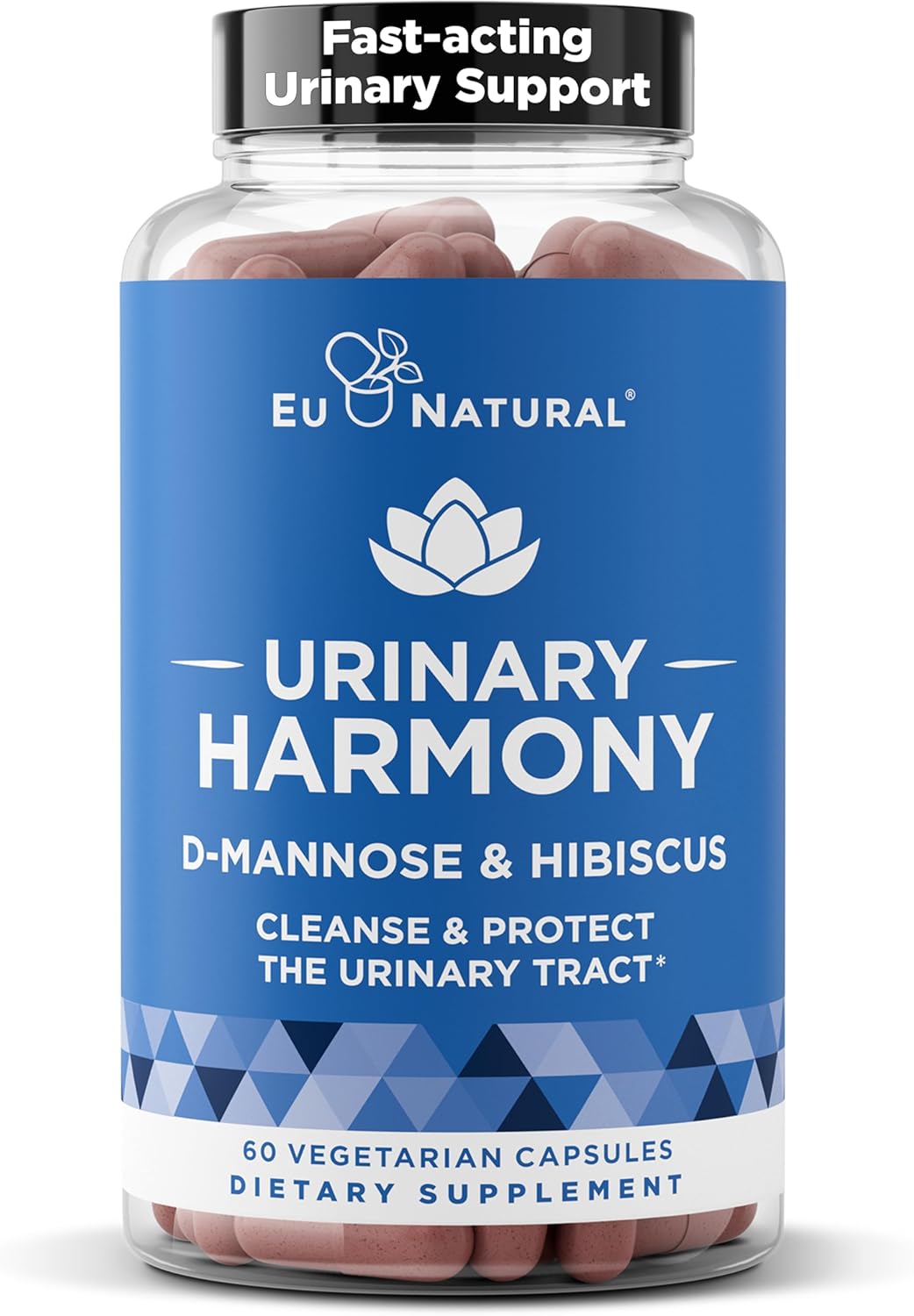 Urinary Harmony D-Mannose Supplement – Urinary Tract Health for Women – Cleanses and Flushes The Urinary System – Potent Clinical Strength Formula with DMannose and Hibiscus – 60 Fast Acting Capsules