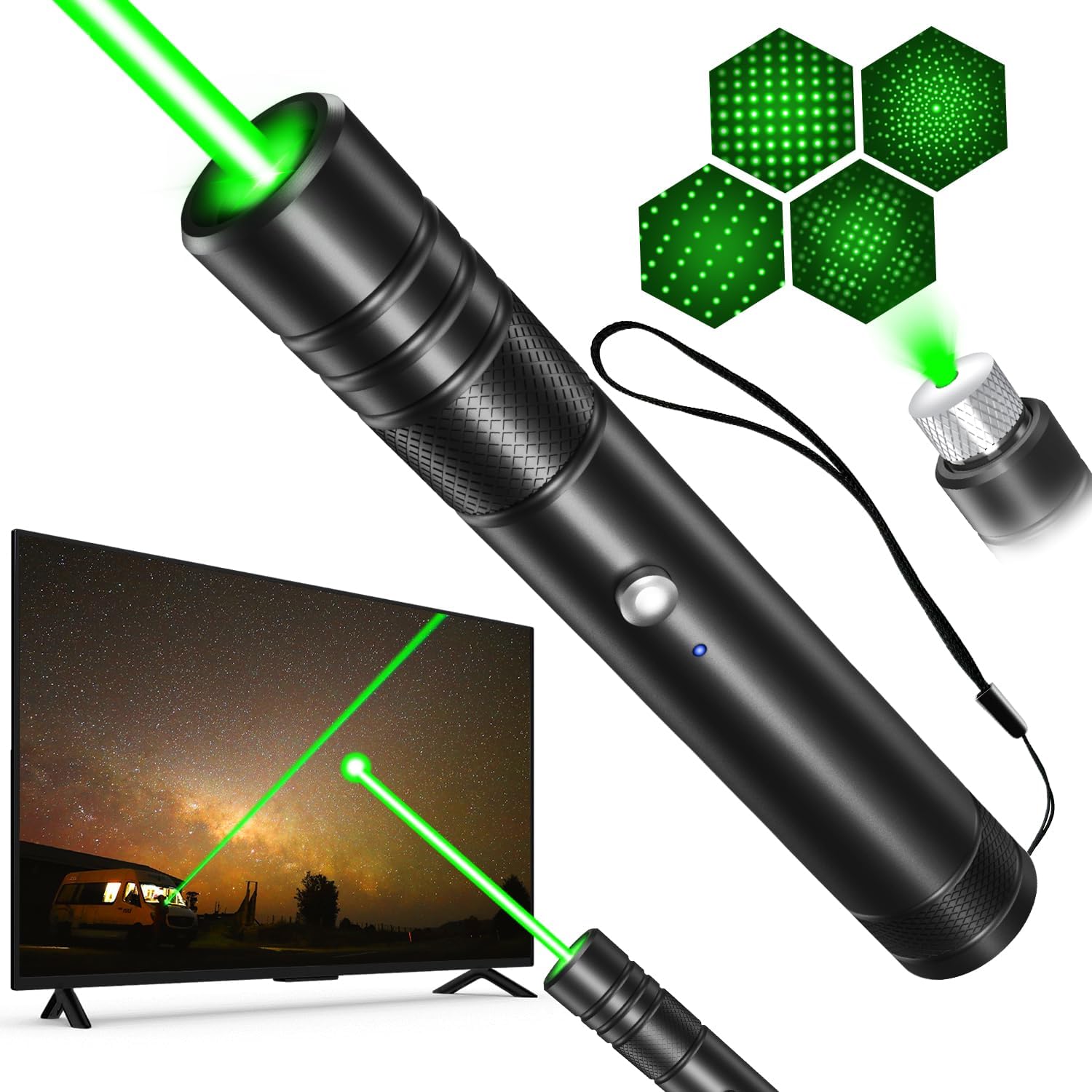 MIPREZT [Professional] Rechargeable Green Laser Pointer High Power Green Beam Laser Light Long Distance Range for TV/LED/LCD Screens Tactical Flashlights Presentation Office/Outdoors/Astronomic [001]