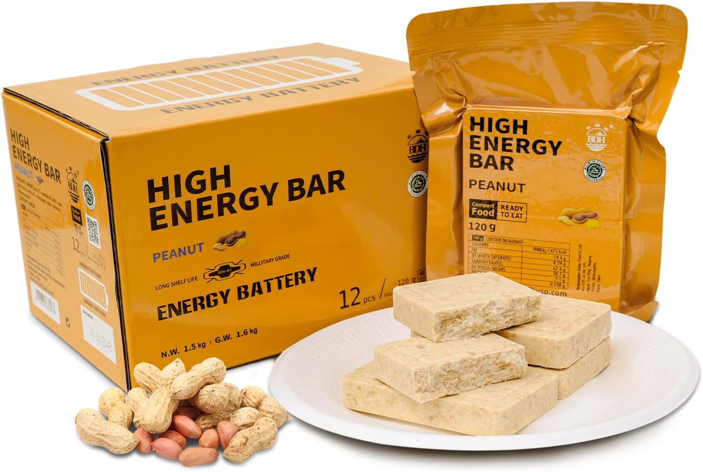 Emergency Food Ration Bars, Peanut Flavor Survival Tabs Supply for Outdoor Camping Emergency Snowstorm Earthquake Disaster Preparedness Kit With Long Self Life 12 Count