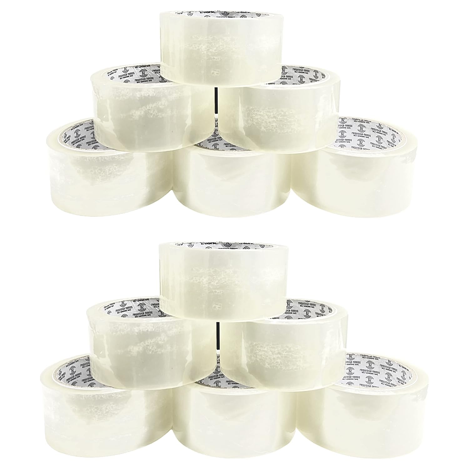 REQUISITE NEEDS Heavy Duty Strong Packaging Tape, Great For Packing, Shipping & Moving, 12 Rolls (48mm x 66m) For Industrial and House Hold Uses (Clear)