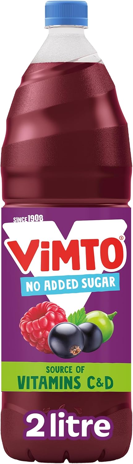 Vimto Squash – No Added Sugar – Real Fruit Flavour – Vitamins C & D – 2L Bottle – Low Calorie – HFSS compliant