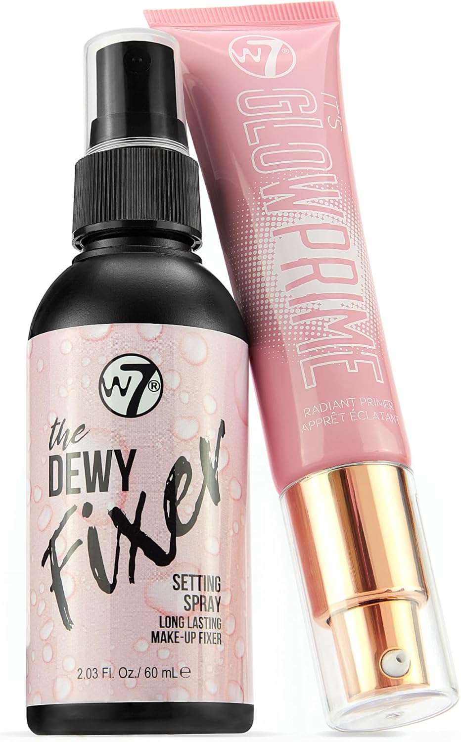 W7 The Fixer Glow Set - Makeup Primer & Setting Spray Duo for Radiant, Dewy Finish - Golden Sheer Coverage, Lightweight & Non-Sticky