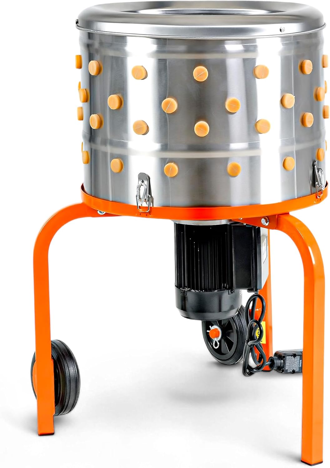 SuperHandy Chicken Plucker 1HP 120VAC - Electric Stainless Steel Poultry Processing Machine with 92 Soft Fingers, 20" Drum, GFCI Safety & Waterproof Design, Transport Wheels