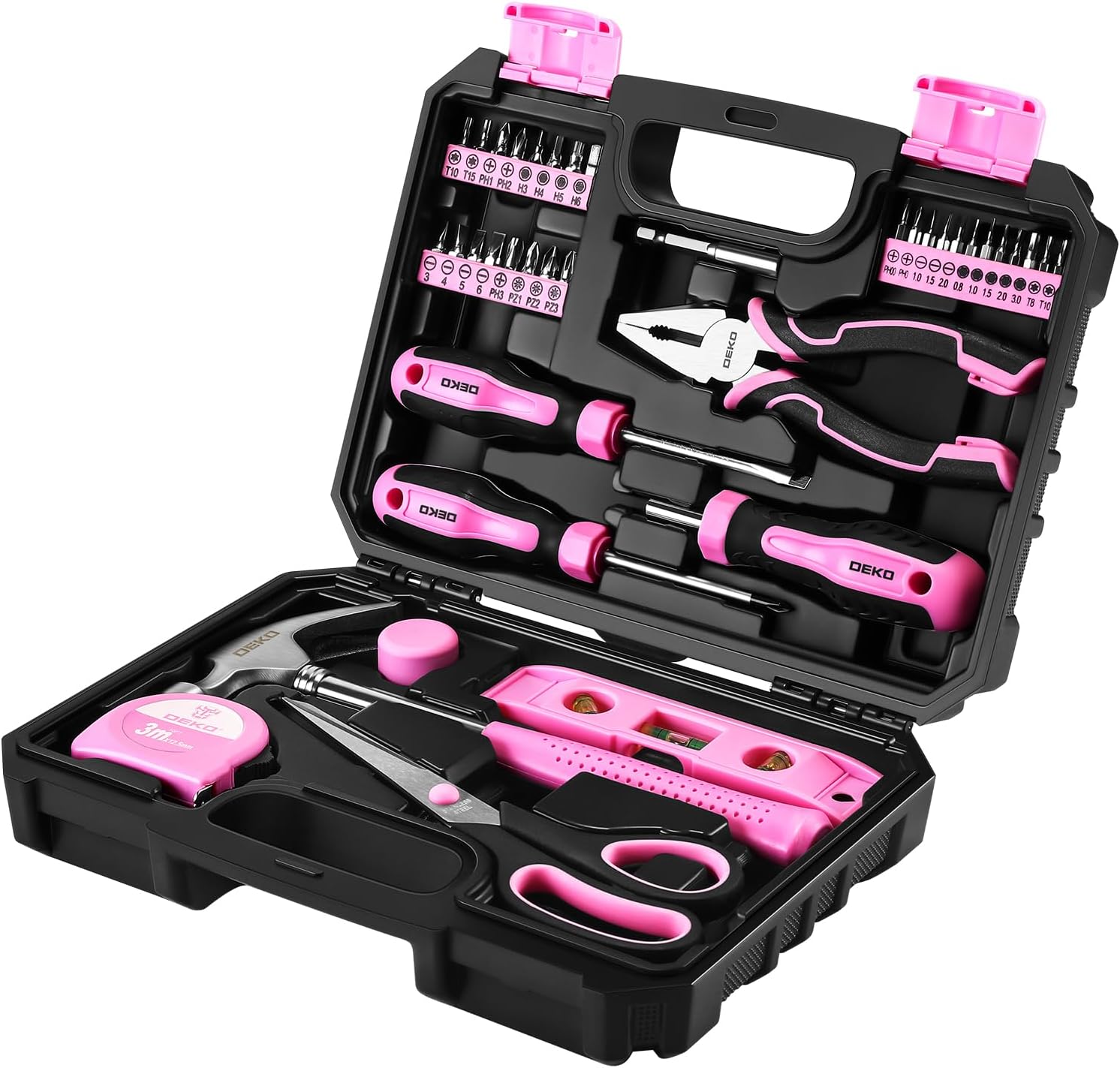 Pink Tool Kit：DEKO Tool Set, Pink Hand Tool Kit DIY for Women 42 Pieces, Ladies Tool Box Gift for Home,Office